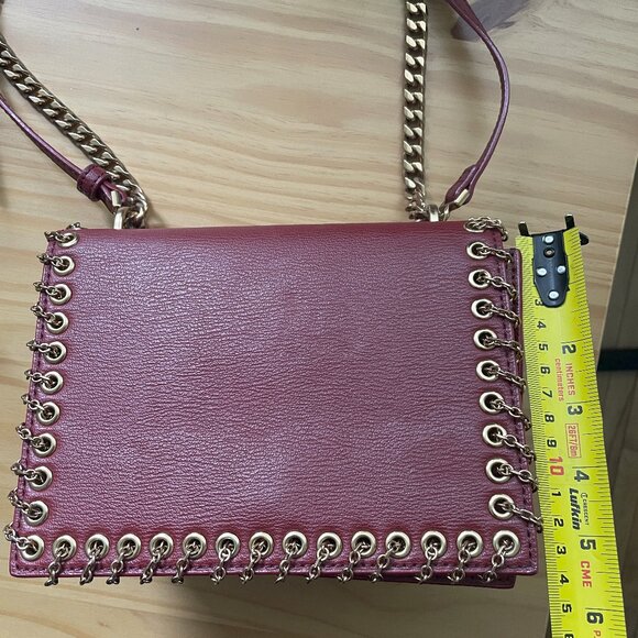 Red Metal Chain Leather Bag - Picture 5 of 10